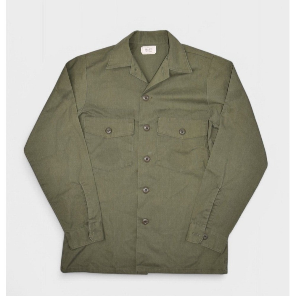 Vintage Military Shirt Mens 14.5 OG-507 Sateen Utility US Army Uniform Press